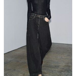 Zara Black Flare Wide-Leg Jeans